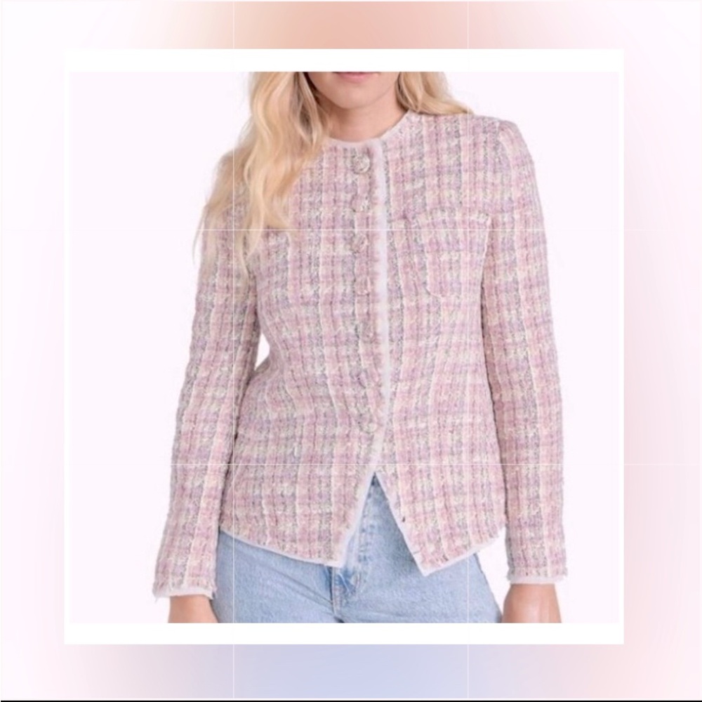 💅Rare! NWT! LSF Pink Tweed Cropped Blazer aize8! 🥂